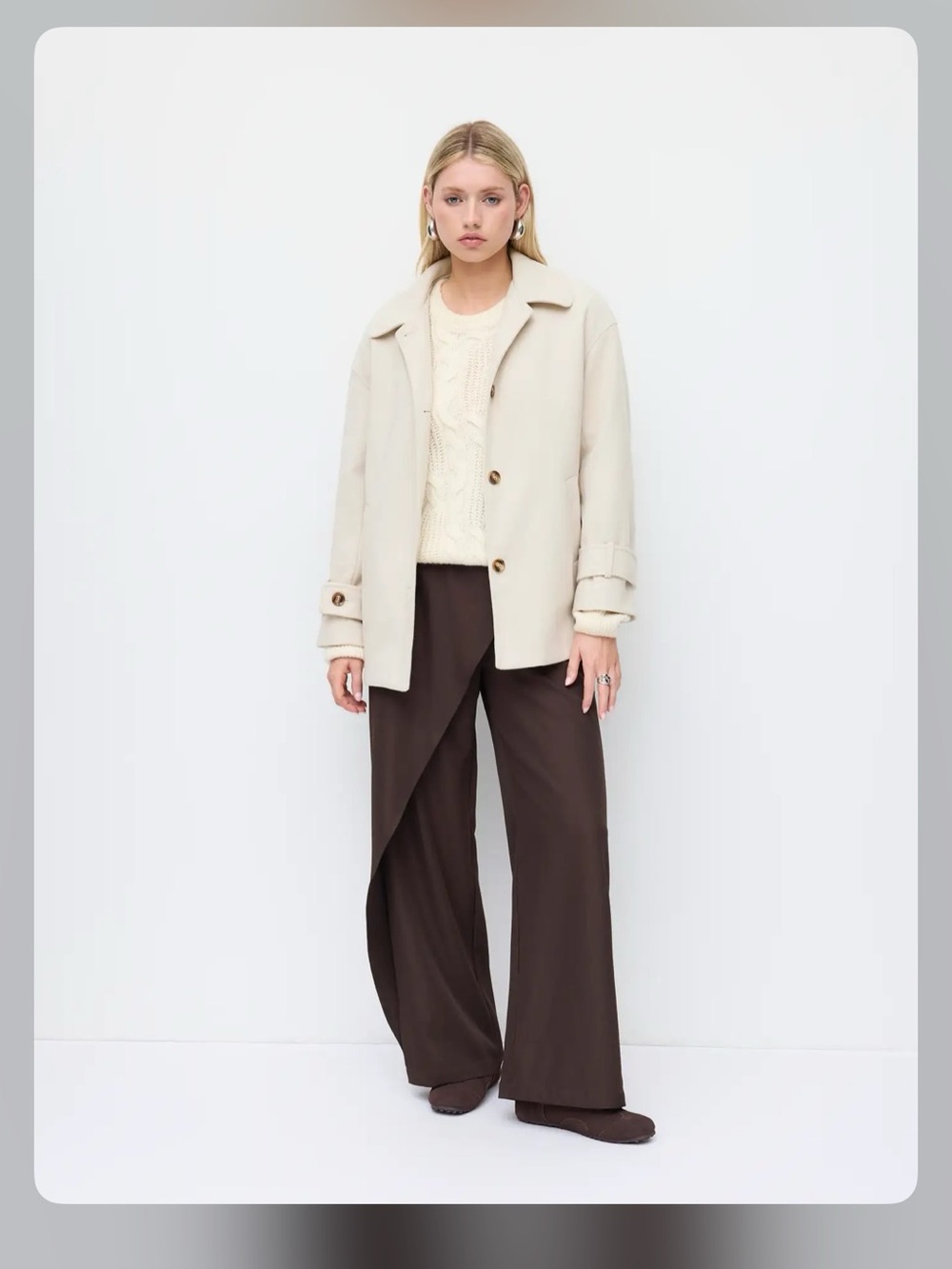 WOOL-LOOK COLLAR LONG SLEEVE BUTTON OVERSIZED LONGLINE jacket S